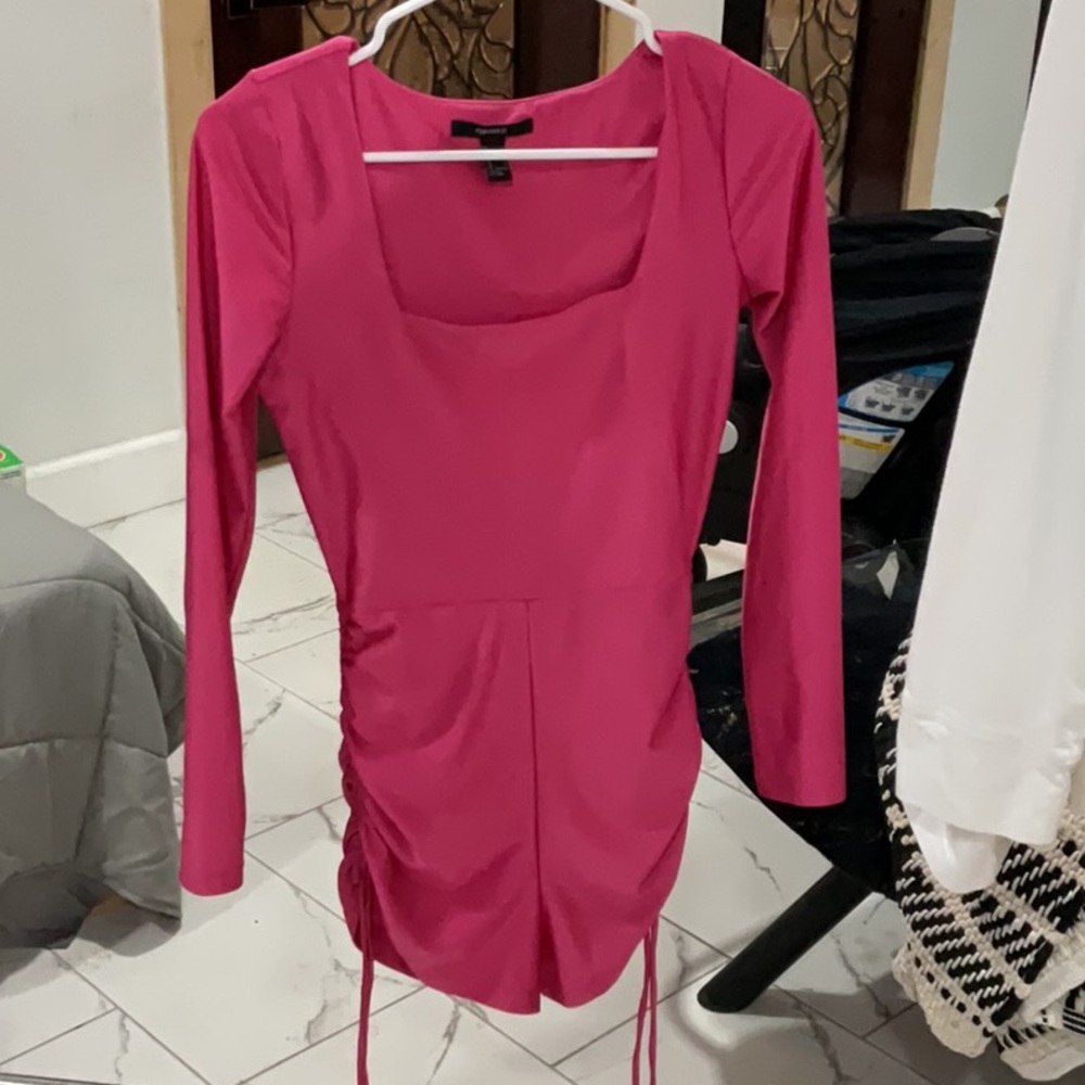 Pink Long Sleeve Ruched short romper